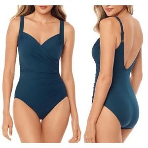 NWT Miraclesuit Must Have Sanibel Underwire One Piece Swimsuit Nova Green